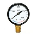 Interstate Pneumatics Pressure Gauge 400 PSI 2 Inch Diameter 1/4 Inch NPT Bottom Mount G2012-400